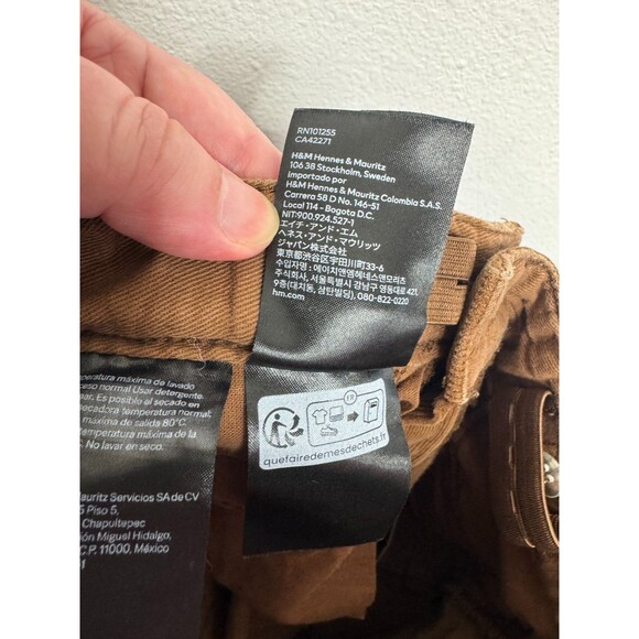 H&M Boys 6X Pants Brown  Slim Fit Corduroy Cotton Elastic Waist - Picture 10 of 12